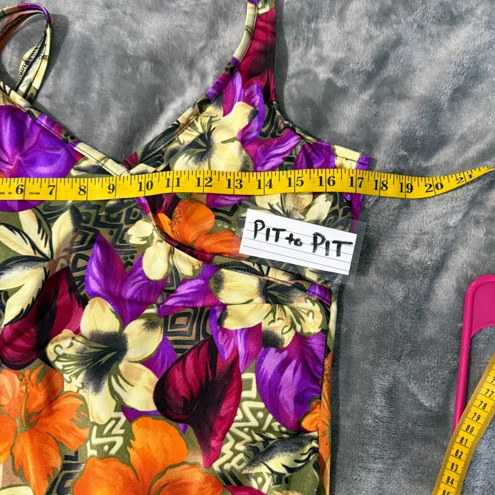 Mainstream Floral One Piece Swimsuit Women's 18 Vtg Union Made Tropical Retro